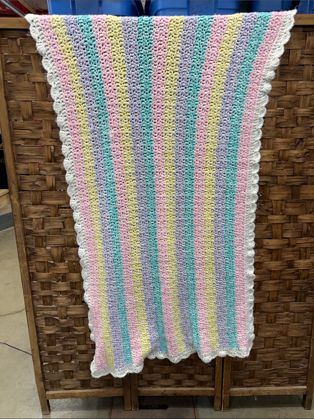 Handmade Pastel Striped Crochet Baby Blanket